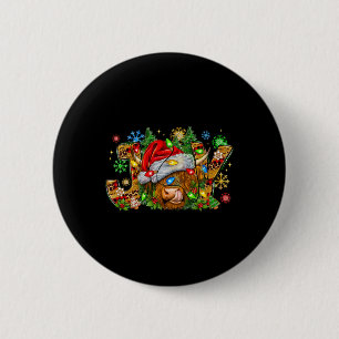 Christmas Joy Cute Highland Cow With Santa Hat Xma 6 Cm Round Badge