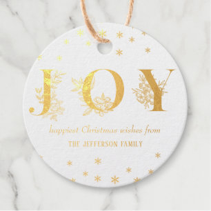 Christmas Joy Deer Floral Antler Watercolor Favour Tags