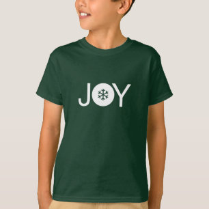 Christmas Joy Green and White Kids T-Shirt