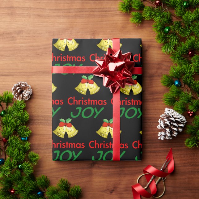 Christmas joy (holly bells) wrapping paper (Holiday Gift)