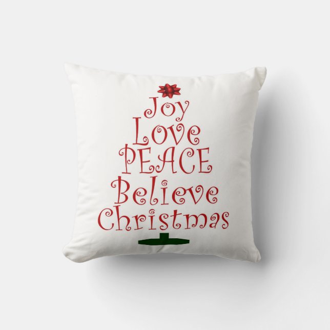 Christmas Joy Love Peace Believe Cushion (Front)