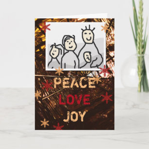 Christmas Joy Love Peace Seasonal with Photo Holiday Card