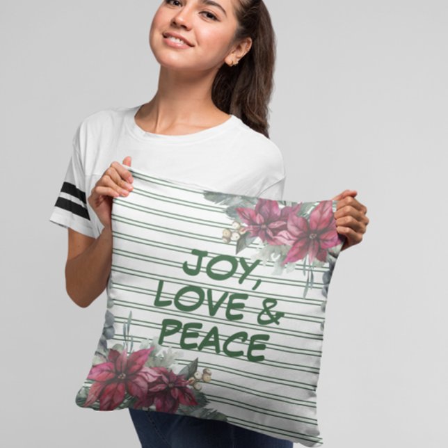 Christmas Joy Love Peace Throw Pillow (Creator Uploaded)