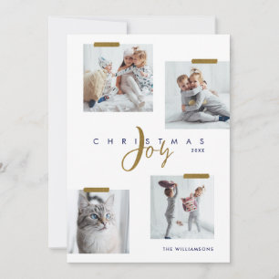 Christmas Joy Minimalist Photo Collage Scrapbook Holiday Card