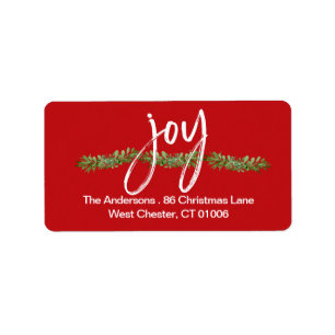 Christmas Joy Modern Script Return Address Label