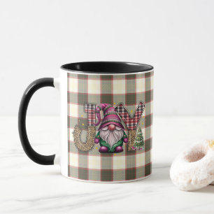 Christmas Joy Nordic Gnome Plaid Girly Mug
