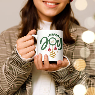 Christmas Joy Ornament Monogram Coffee Mug