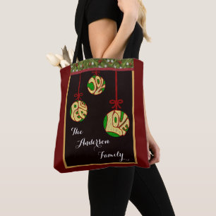 Christmas Joy Peace Love Family Personalise Tote Bag