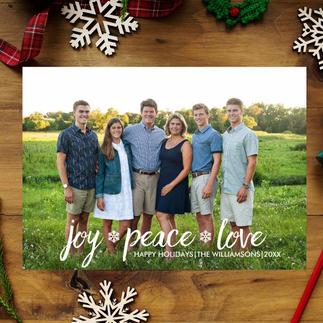 Christmas Joy Peace Love Snowflake Holiday Photo (Creator Uploaded)