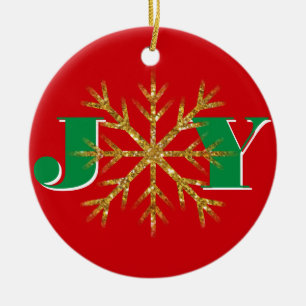  Christmas Joy personalise minimalist elegant snow Ceramic Tree Decoration