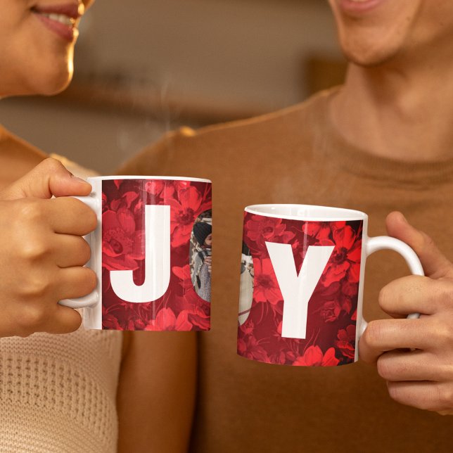 Christmas Joy Photo Beautiful Red Floral Coffee Mug (Creator Uploaded)
