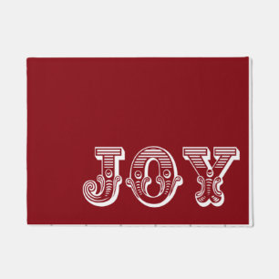 Christmas Joy Red Background Holiday Doormat