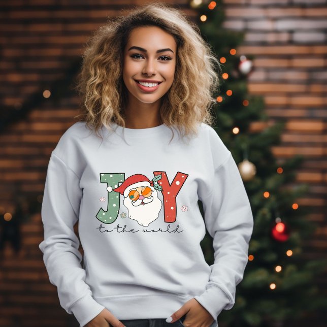 Christmas Joy Retro Santa in Sunglasses Sweatshirt (Creator Uploaded)