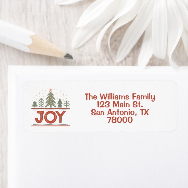 Christmas Joy Rustic Nordic Return Address (Insitu)