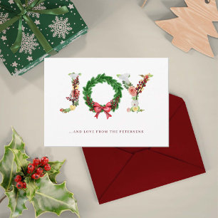Christmas joy simple elegant traditional holiday card