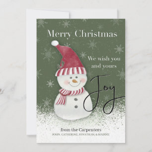 Christmas Joy Snowman Personalised Card