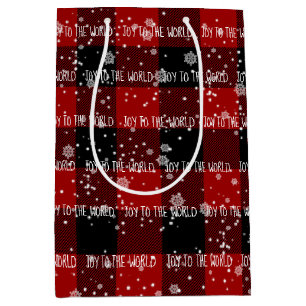 Christmas JOY THE WORLD Text In Snowflakes Medium Gift Bag