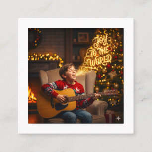 CHRISTMAS JOY THEME SINGING KIDS SQUARE BUSINESS CARD