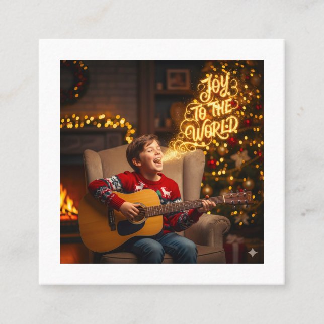 CHRISTMAS JOY THEME SINGING KIDS SQUARE BUSINESS CARD (Front)