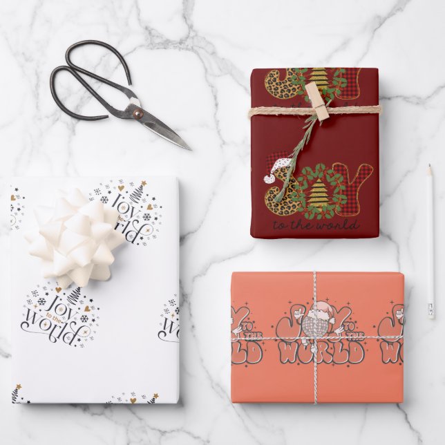 Christmas Joy to the World | Christmas  Wrapping Paper Sheet (Front)