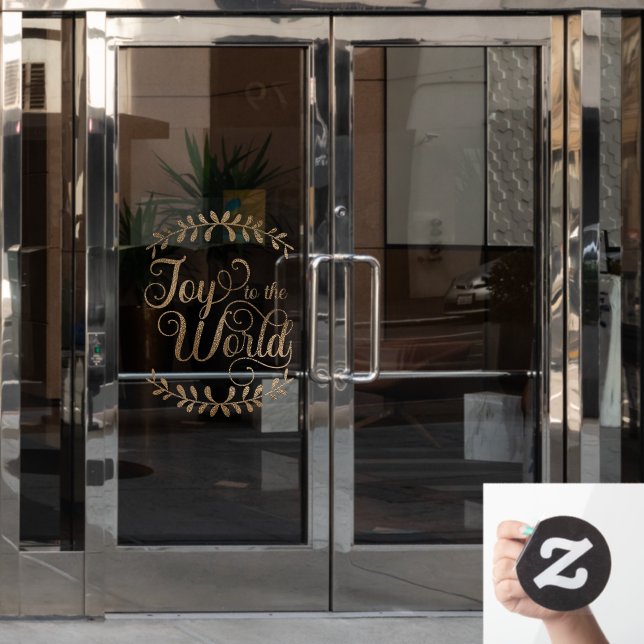Christmas Joy To The World Faux Gold Leaf Business (Office Door)