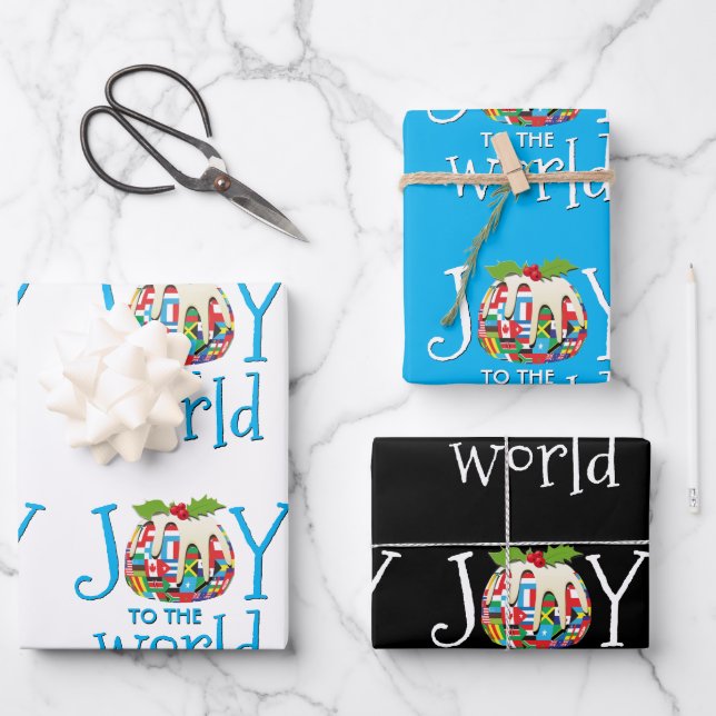Christmas JOY TO THE WORLD  Wrapping Paper Sheet (Front)