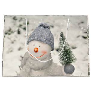 Christmas Joy with Smiling Snowman Large Gift Bag