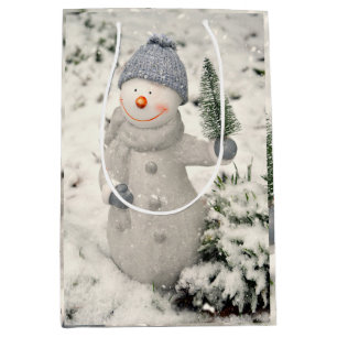 Christmas Joy with Smiling Snowman Medium Gift Bag