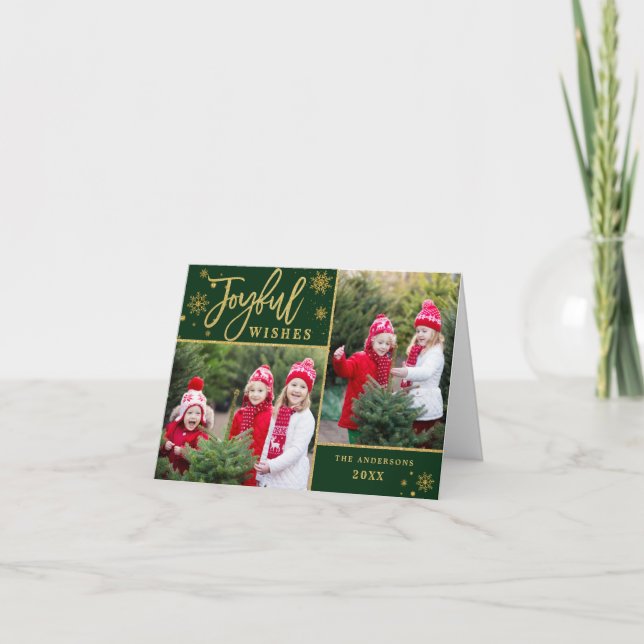 Christmas Joyful 3 PHOTO Holiday Greeting Card (Front)