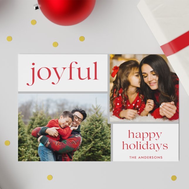 Christmas Joyful Family Photo Budget  Holiday Postcard (Creator Uploaded)