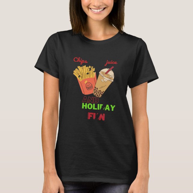 Christmas Juice and Chips  T-Shirt (Front)