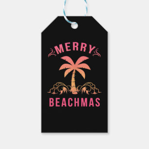 Christmas July Coastal Beach Merry Beachmas Palm Gift Tags