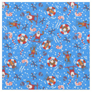 christmas july skater black santa skateboard fabric
