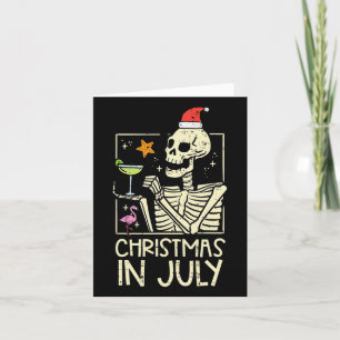 Christmas July Skeleton Flamingo Funny Summer Xmas Card