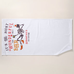 Christmas July Skeleton Summer Ween Beer Birthday Beach Towel