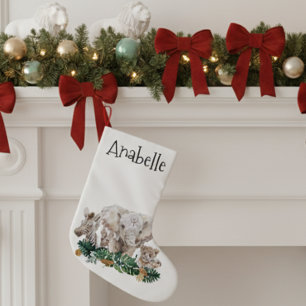 Christmas Jungle Safari Animal Elephant Name Small Christmas Stocking