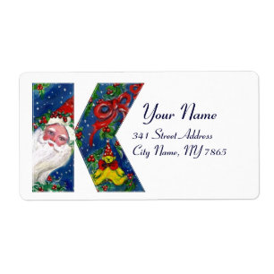 CHRISTMAS K LETTER / SANTA CLAUS WITH RED RIBBON