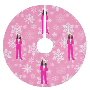 christmas kamala harris santa icy pink brushed polyester tree skirt