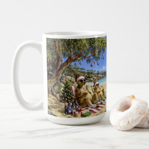 Christmas Kangaroo Beach Picnic Merry Christmas Coffee Mug