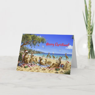 Christmas Kangaroo Beach Picnic Merry Christmas Holiday Card