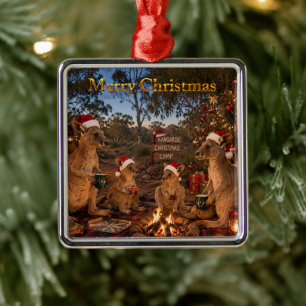 Christmas Kangaroo Camping Metal Tree Decoration