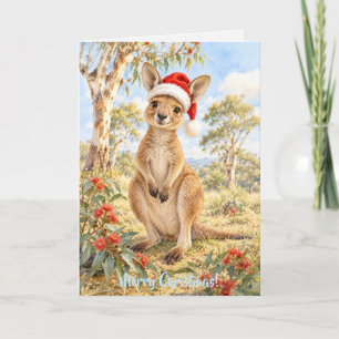 Christmas Kangaroo Wearing Santa Hat Gumtree Holiday Card