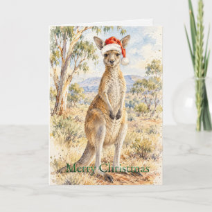 Christmas Kangaroo Wearing Santa Hat Gumtree Holiday Card