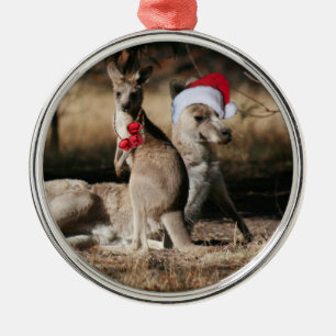 Christmas Kangaroos Australian Style Metal Tree Decoration