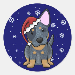 Christmas Kawaii Blue Heeler Classic Round Sticker