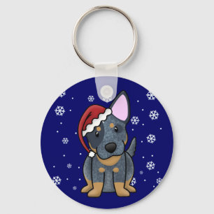 Christmas Kawaii Blue Heeler Key Ring