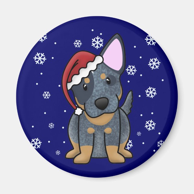 Christmas Kawaii Blue Heeler Magnet (Front)