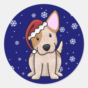 Christmas Kawaii Red Heeler Classic Round Sticker