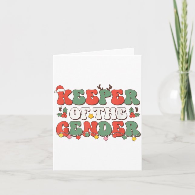 Christmas Keeper Of The Gender Reveal Baby Announc Card (Front)