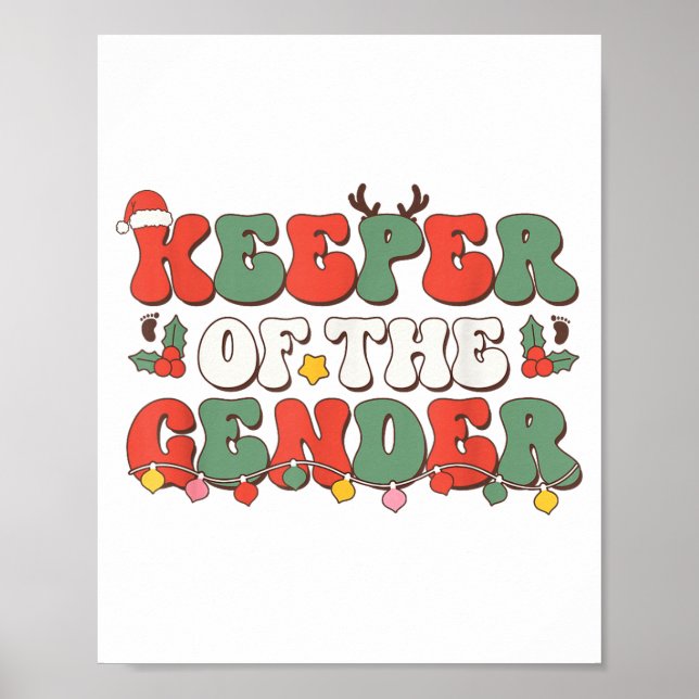 Christmas Keeper Of The Gender Reveal Baby Announc Poster (Front)